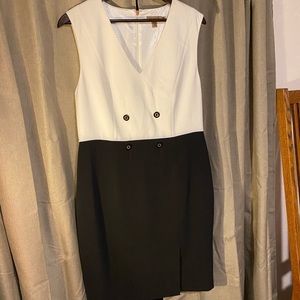 Ted Baker London White/Black Fitted Dress size 12